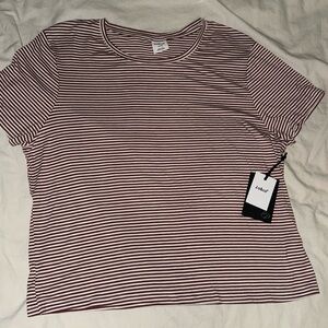 NWT Junior girls - maroon and white striped T-shirt in extra large